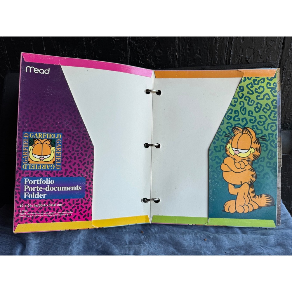 Vintage Mead Five Star latch Binder with Garfield Folders 90s School Supplies - Picture 7 of 14